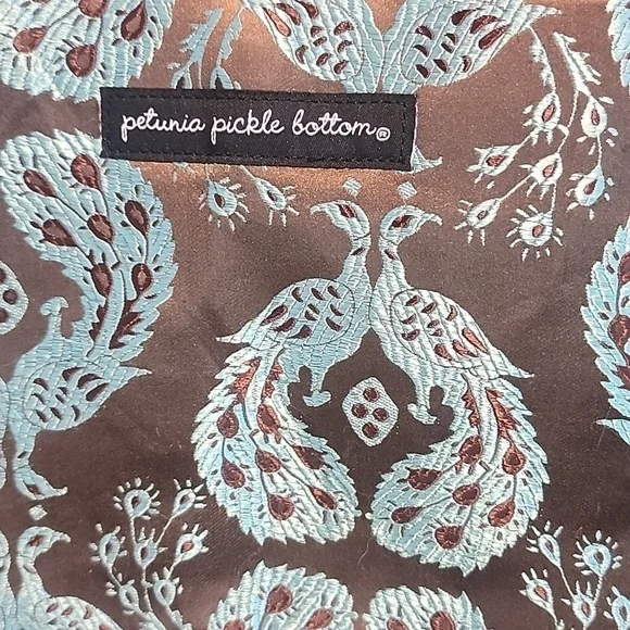 Petunia Pickle Bottom baby chic diaper bag nwot teal/brown vintage - Picture 7 of 11